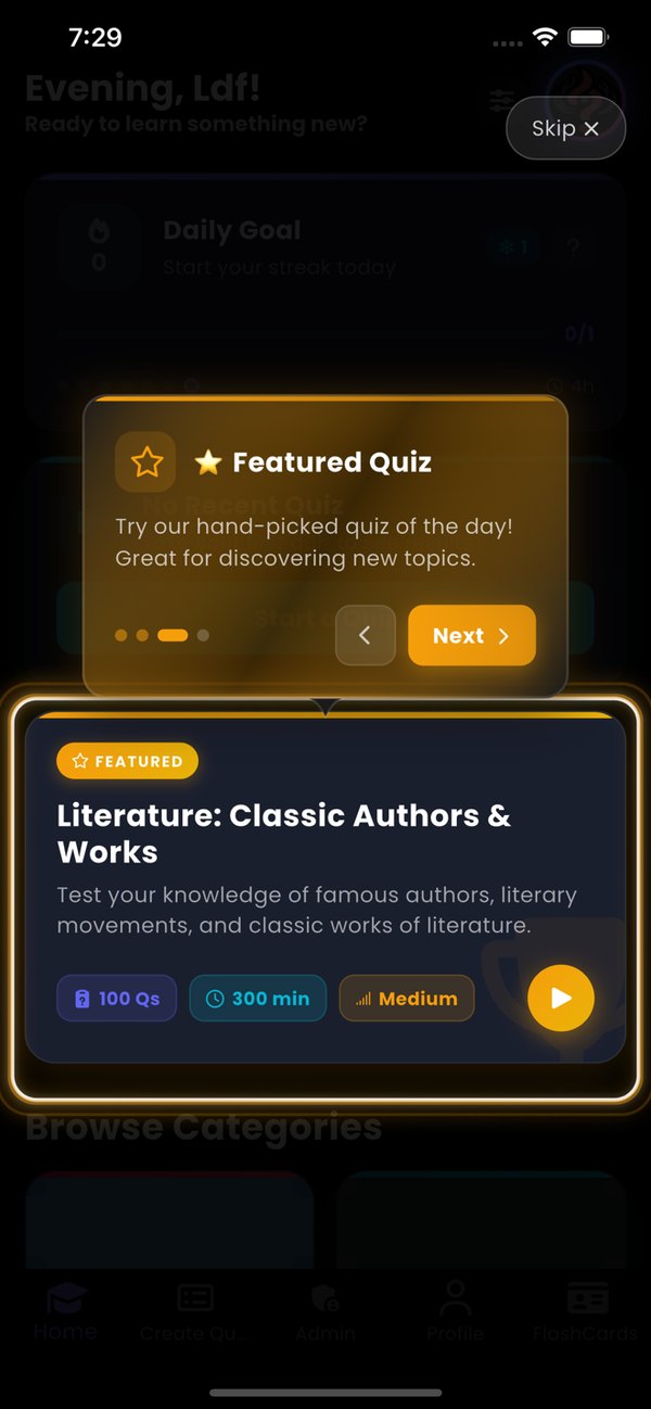 Lyt Quiz featured quiz on the home screen