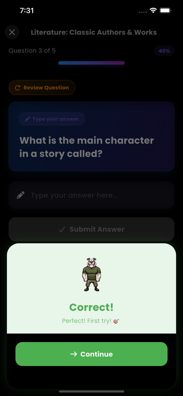 Lyt Quiz: instant feedback on each answer